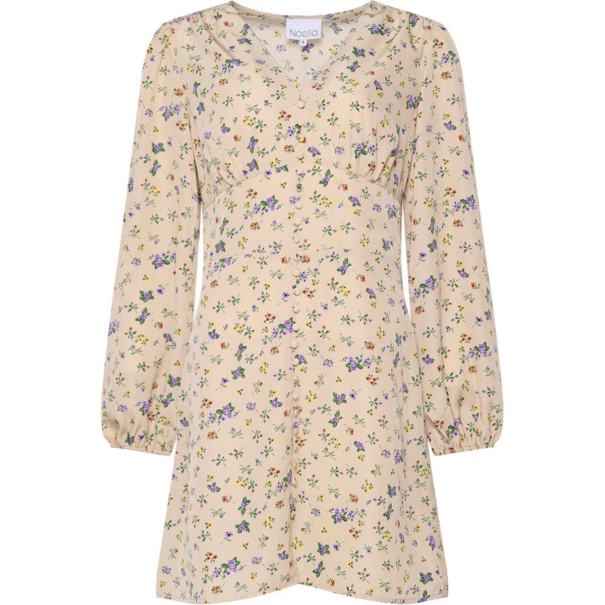 Kurzes Blumenkleid mit Knopfleiste