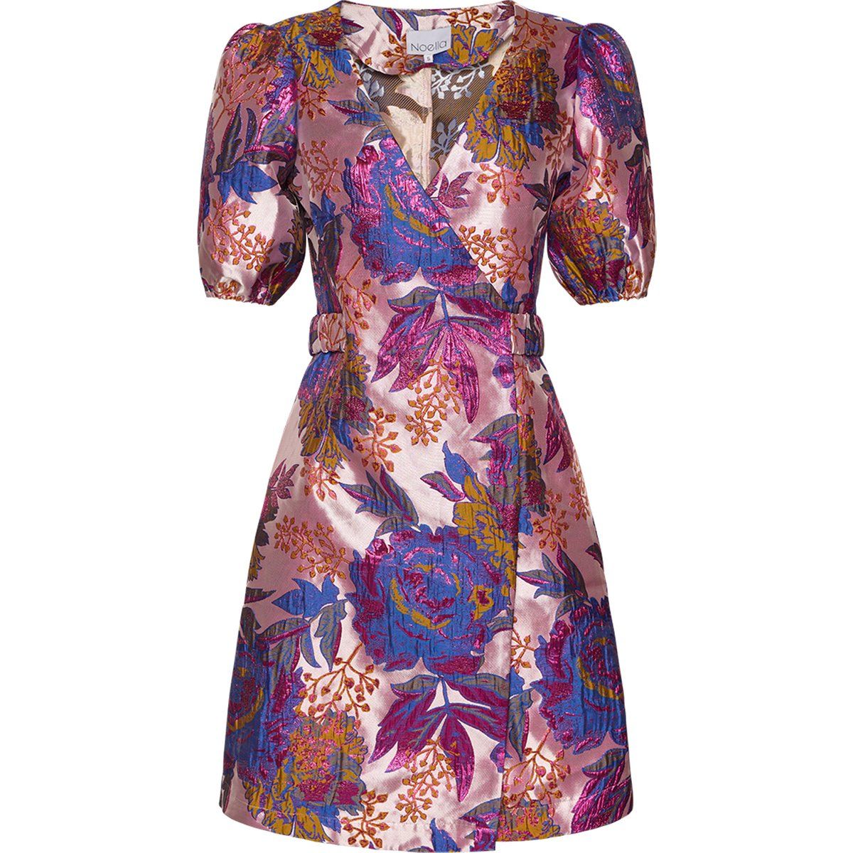 Mini-Wickelkleid aus floralem Jacquard