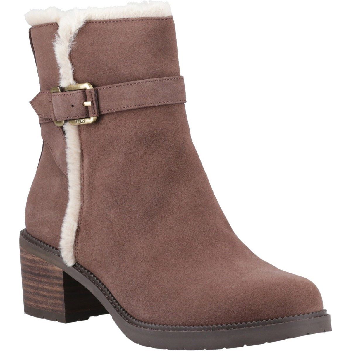 Gefütterte Veloursleder-Stiefeletten mit Schnalle