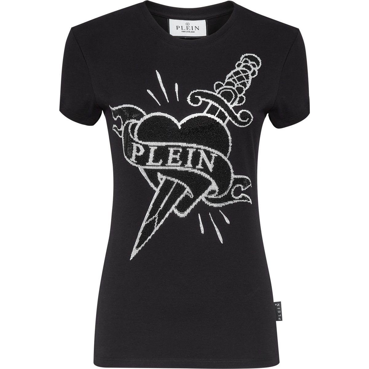Baumwoll-T-Shirt mit Love-Tattoo-Pailletten