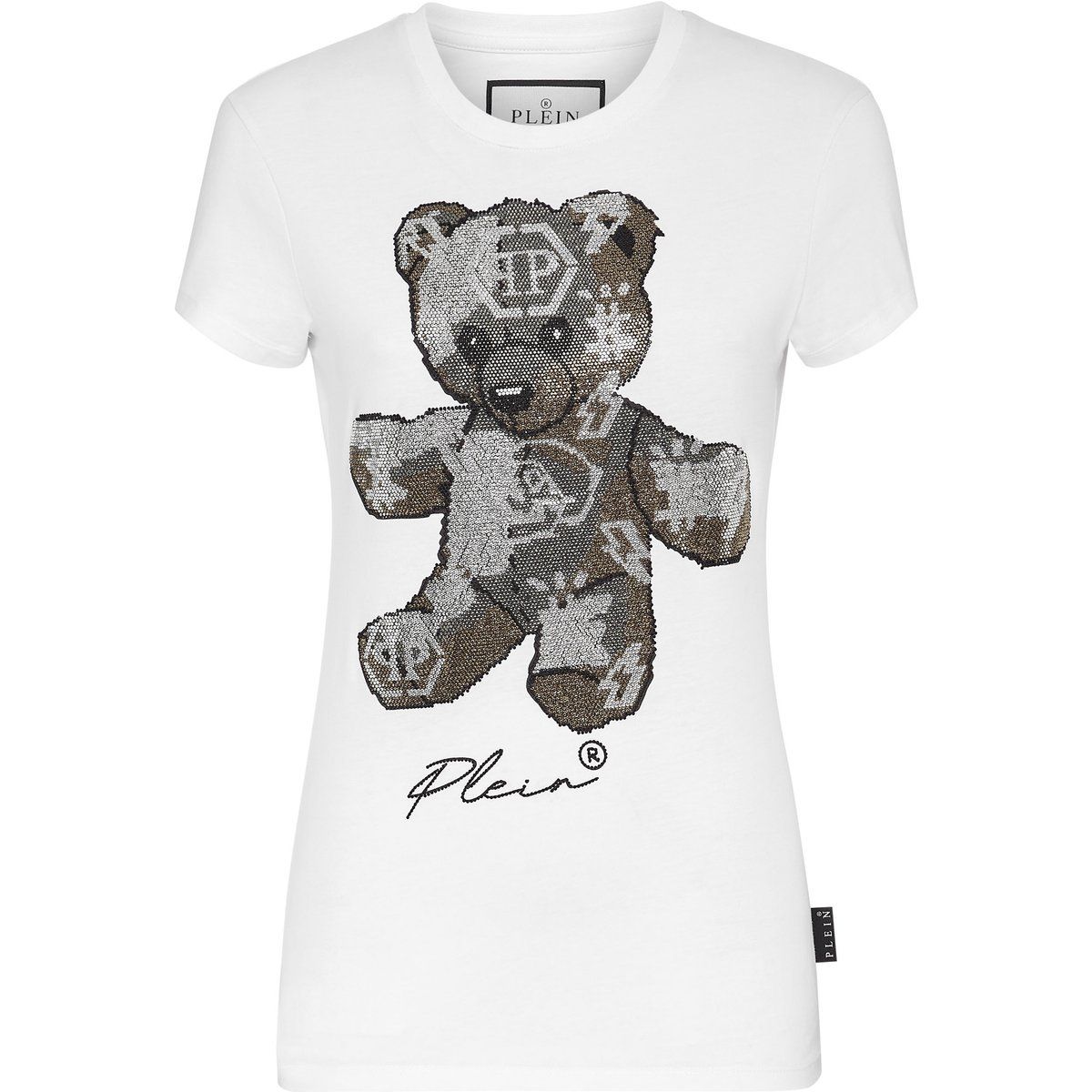 T-Shirt mit kristallbesetztem Teddybären