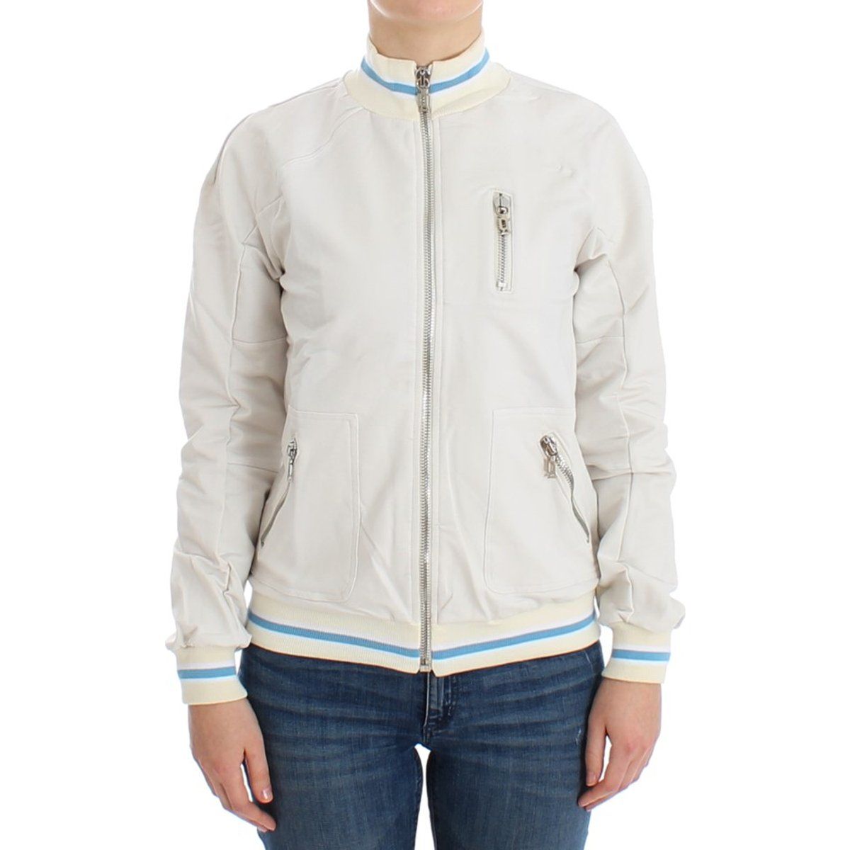Elegante Lederbomberjacke mit Rippstrick-Details