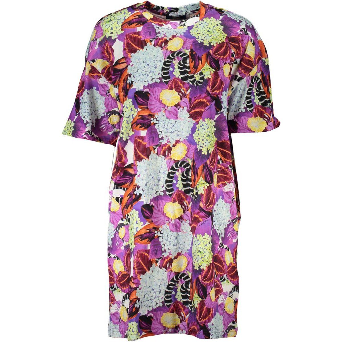 Farbenfrohes T-Shirt-Kleid mit Blumenmuster