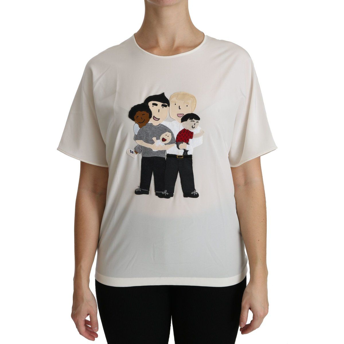 Seiden-T-Shirt mit Familien-Motiv