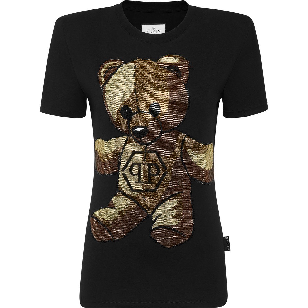 Kristall-Teddy T-Shirt mit Schulterpolstern