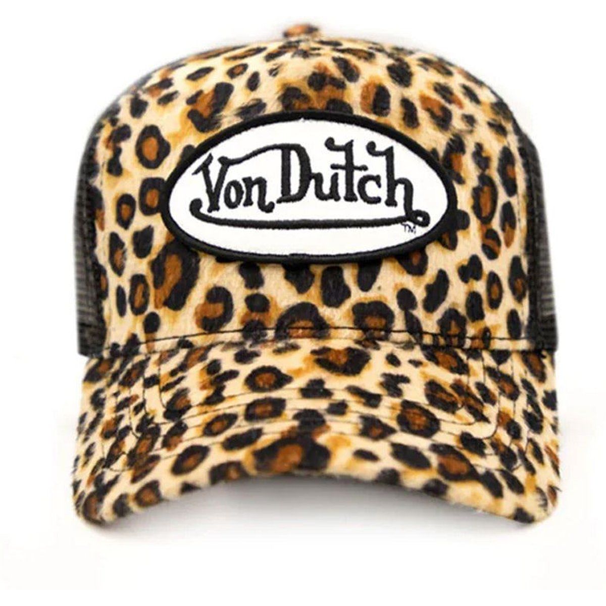 Trucker-Cap mit Leopardenmuster-Kunstfell