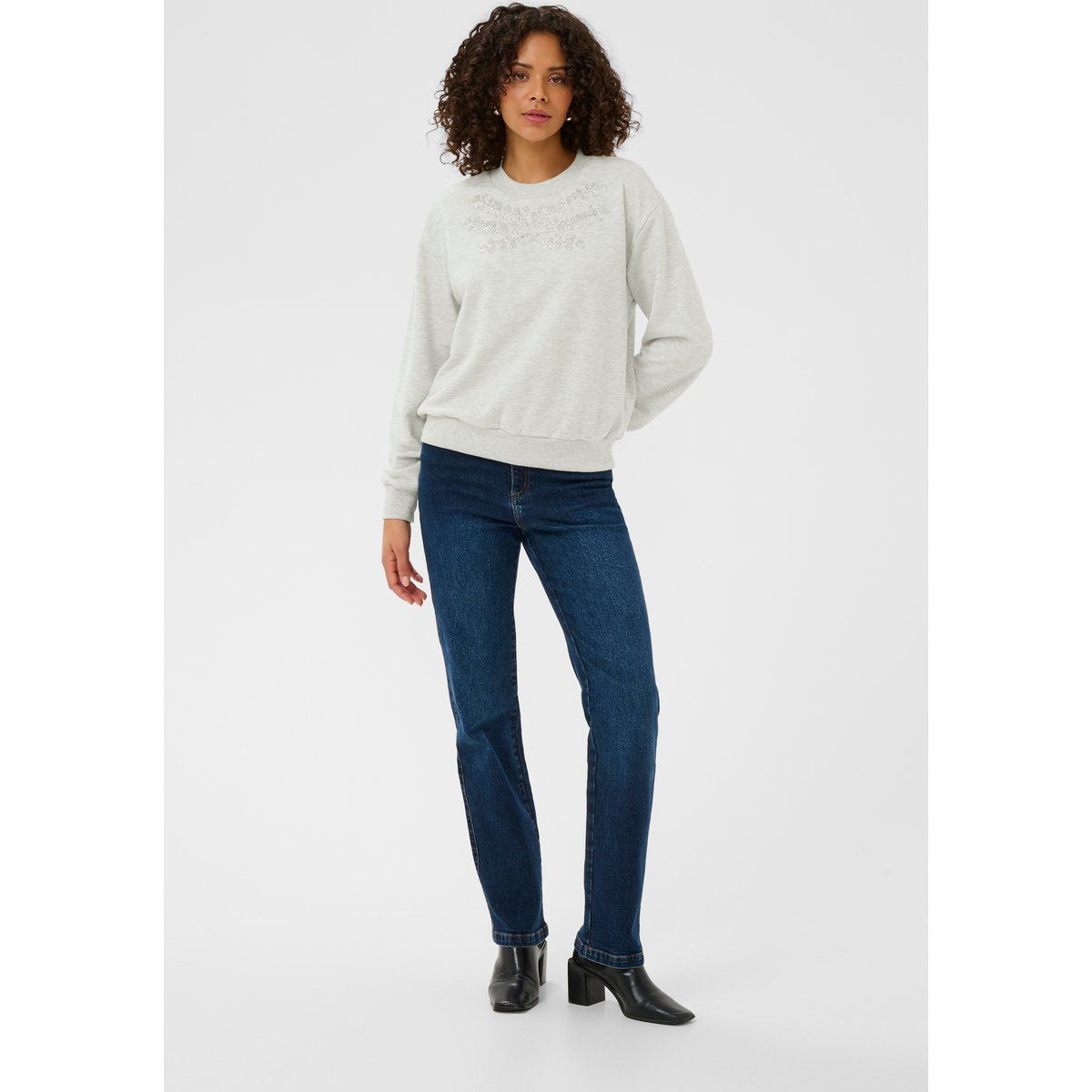 Locker geschnittenes Sweatshirt mit Stickerei