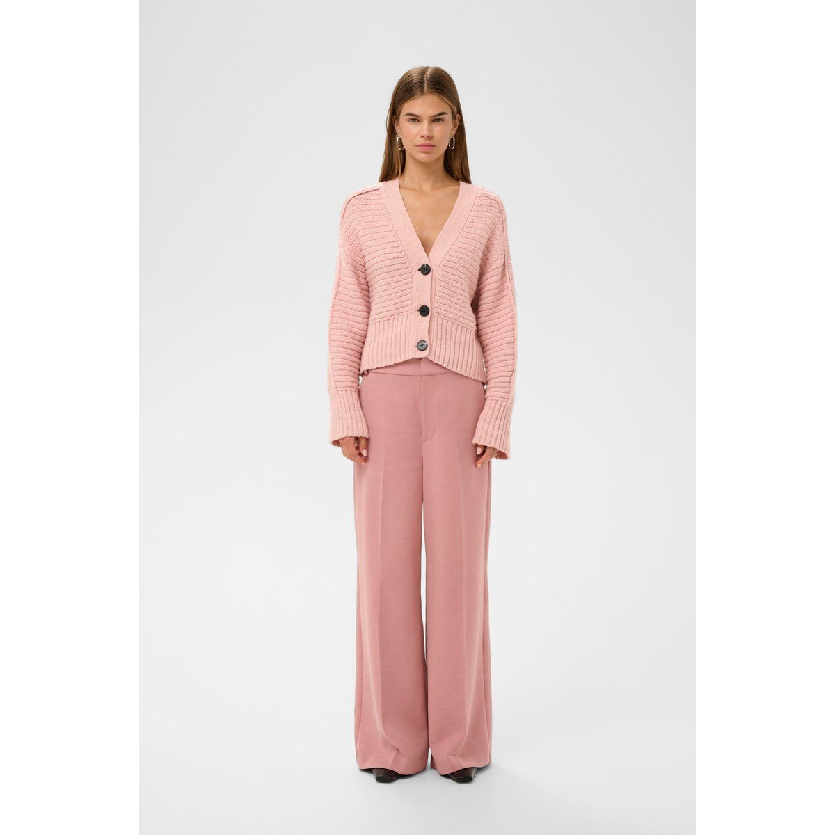 Strukturierter Cropped-Cardigan mit V-Ausschnitt