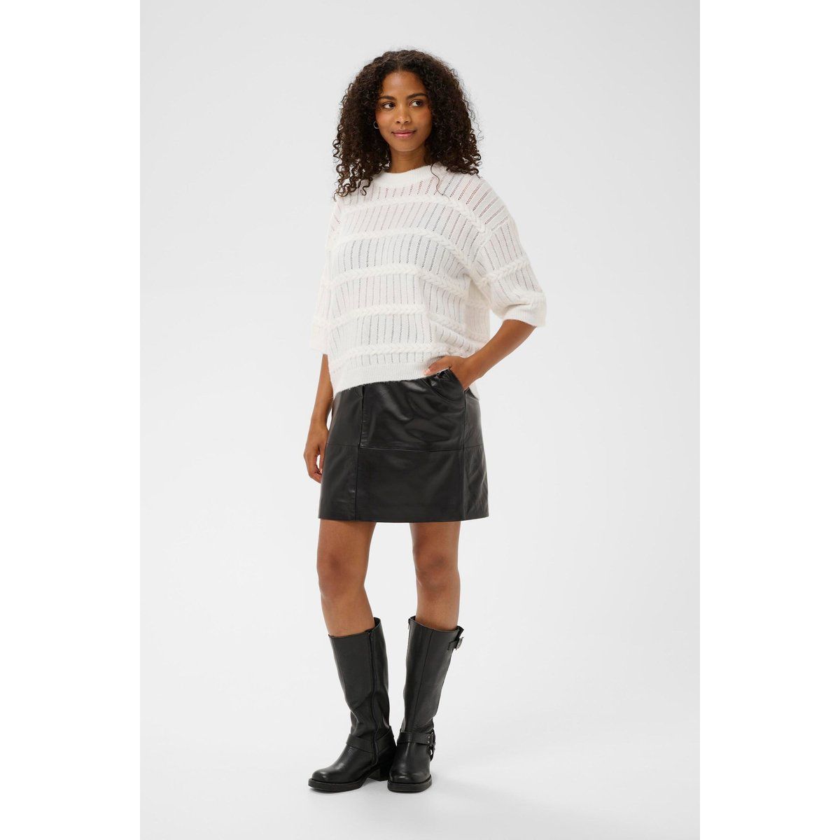 Strukturierter Grobstrickpullover im Boxy-Schnitt