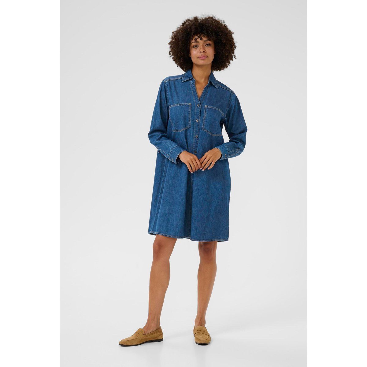 Lockeres Denim Hemdblusenkleid