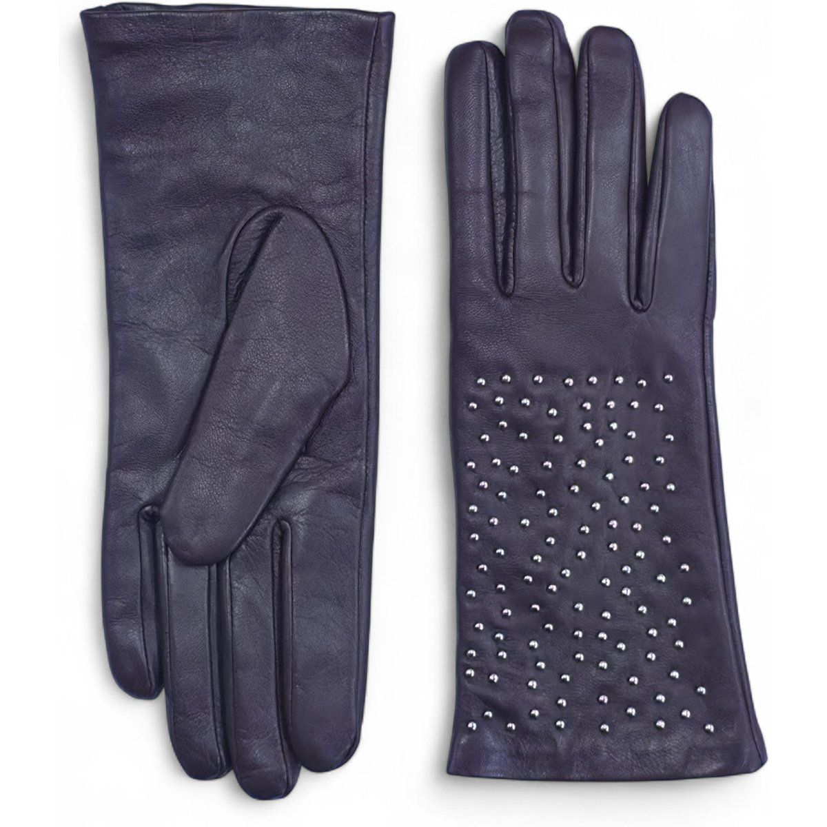 Leder-Fahrhandschuhe mit Nietenbesatz