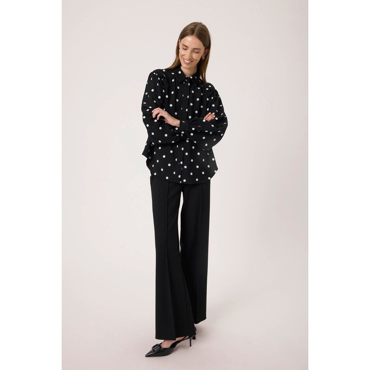 Locker geschnittene Polka-Dot Bluse