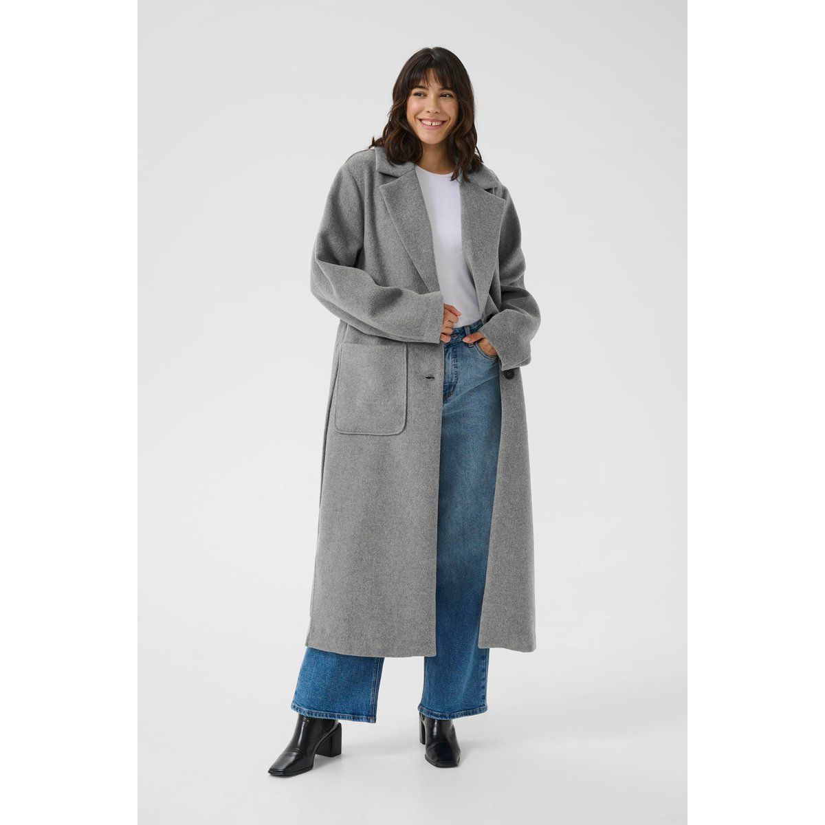 Oversize-Langer Mantel aus Wollmix