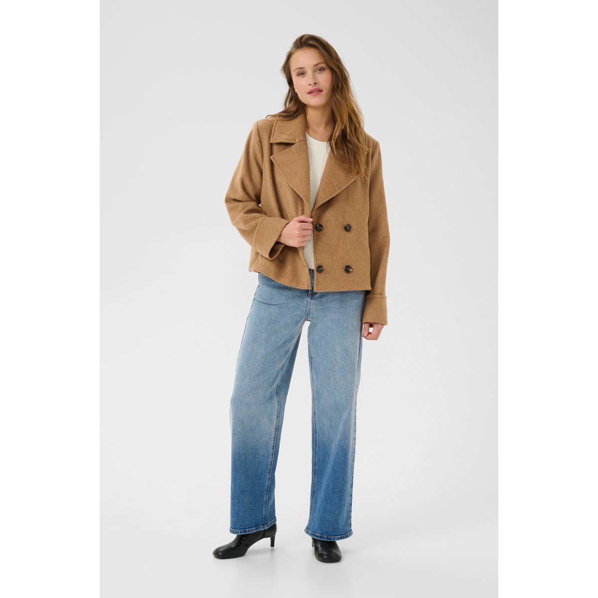 Doppelreihige Kurzjacke mit Boxy-Passform