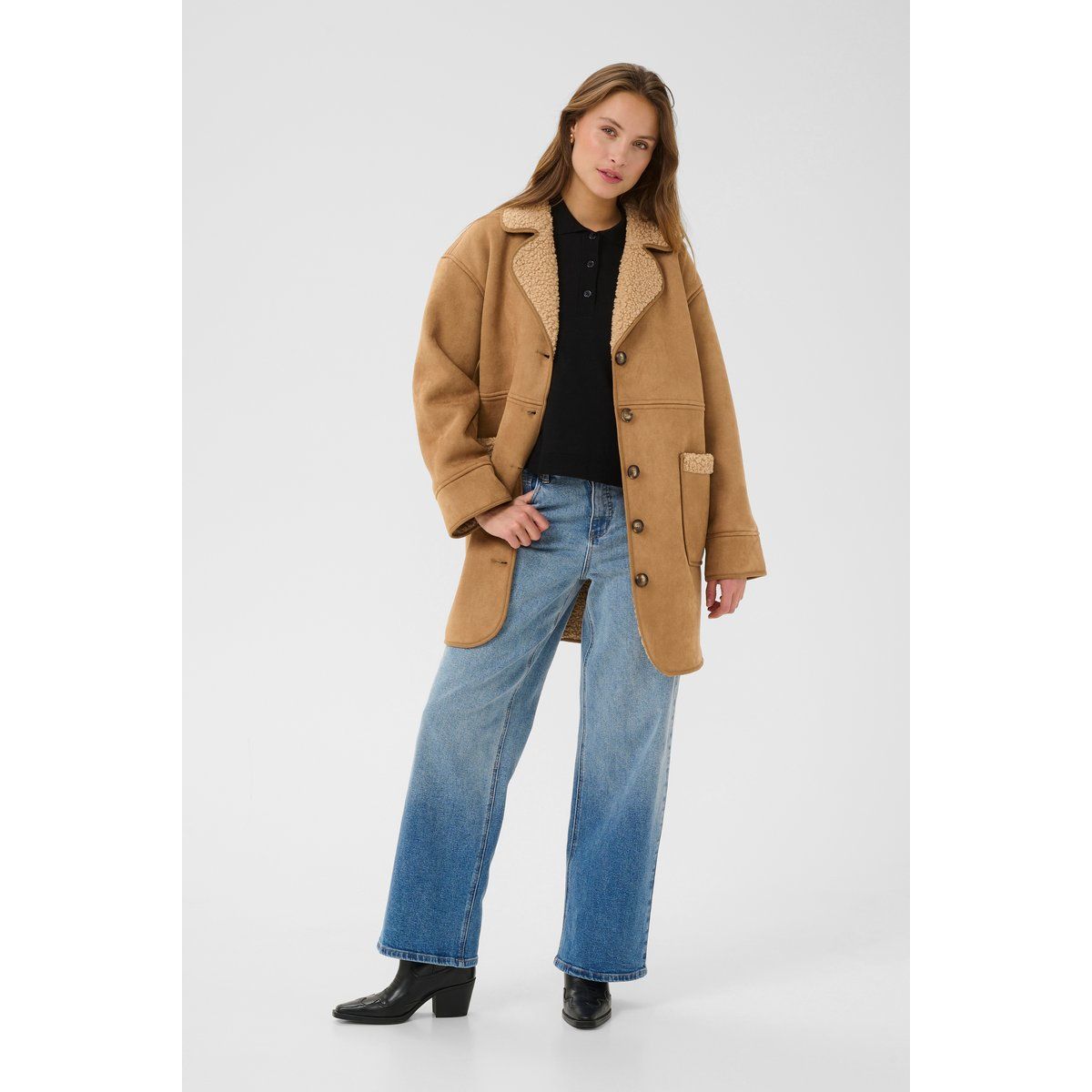 Locker geschnittene Jacke mit Fleecefutter