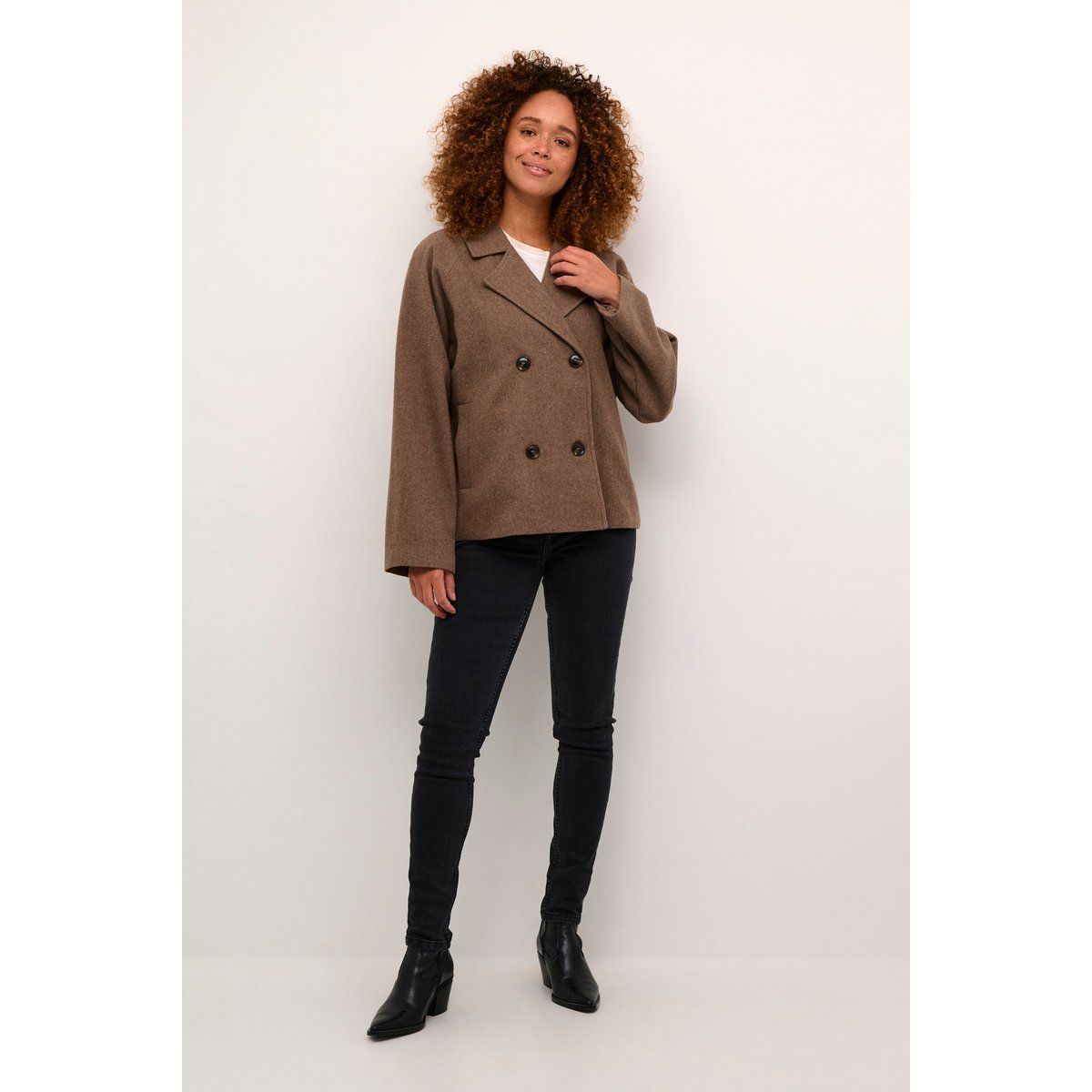 Doppelreihige Kurzjacke aus Wollmix