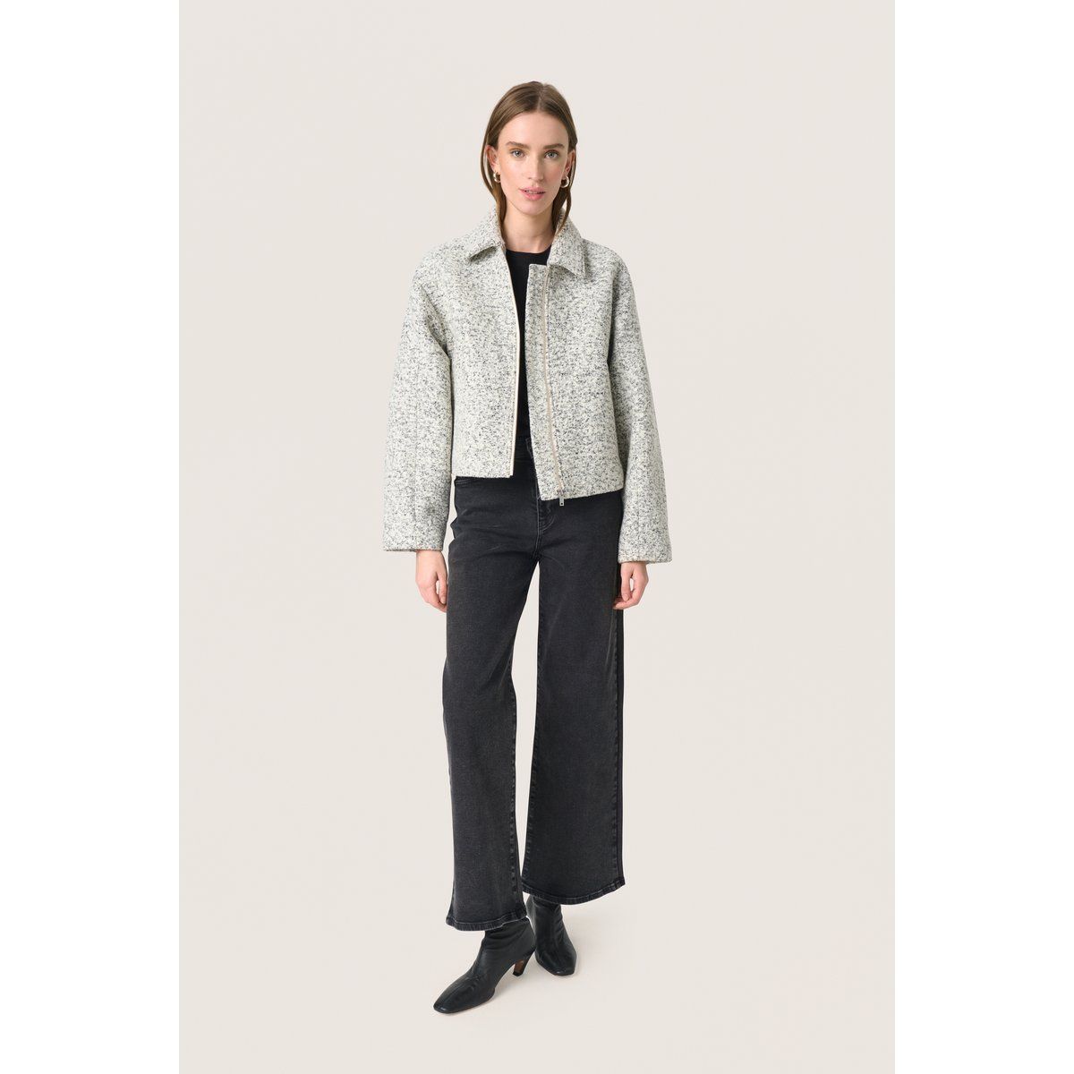 Strukturierte Boxy Zip-Jacke