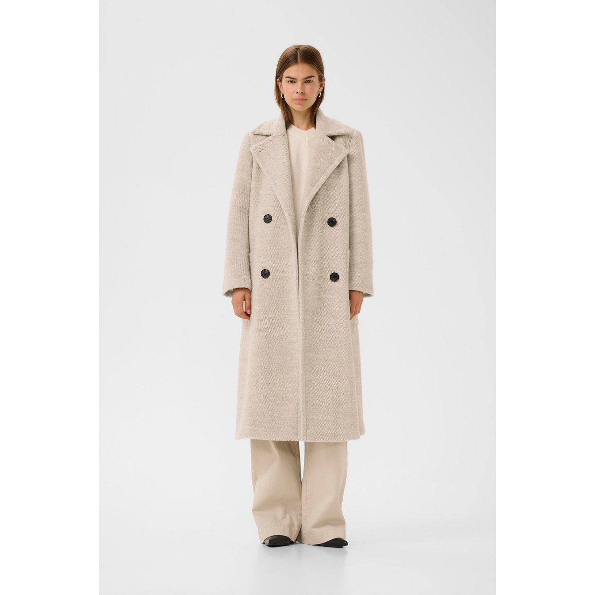 Strukturierter langer Doppelreiher-Mantel