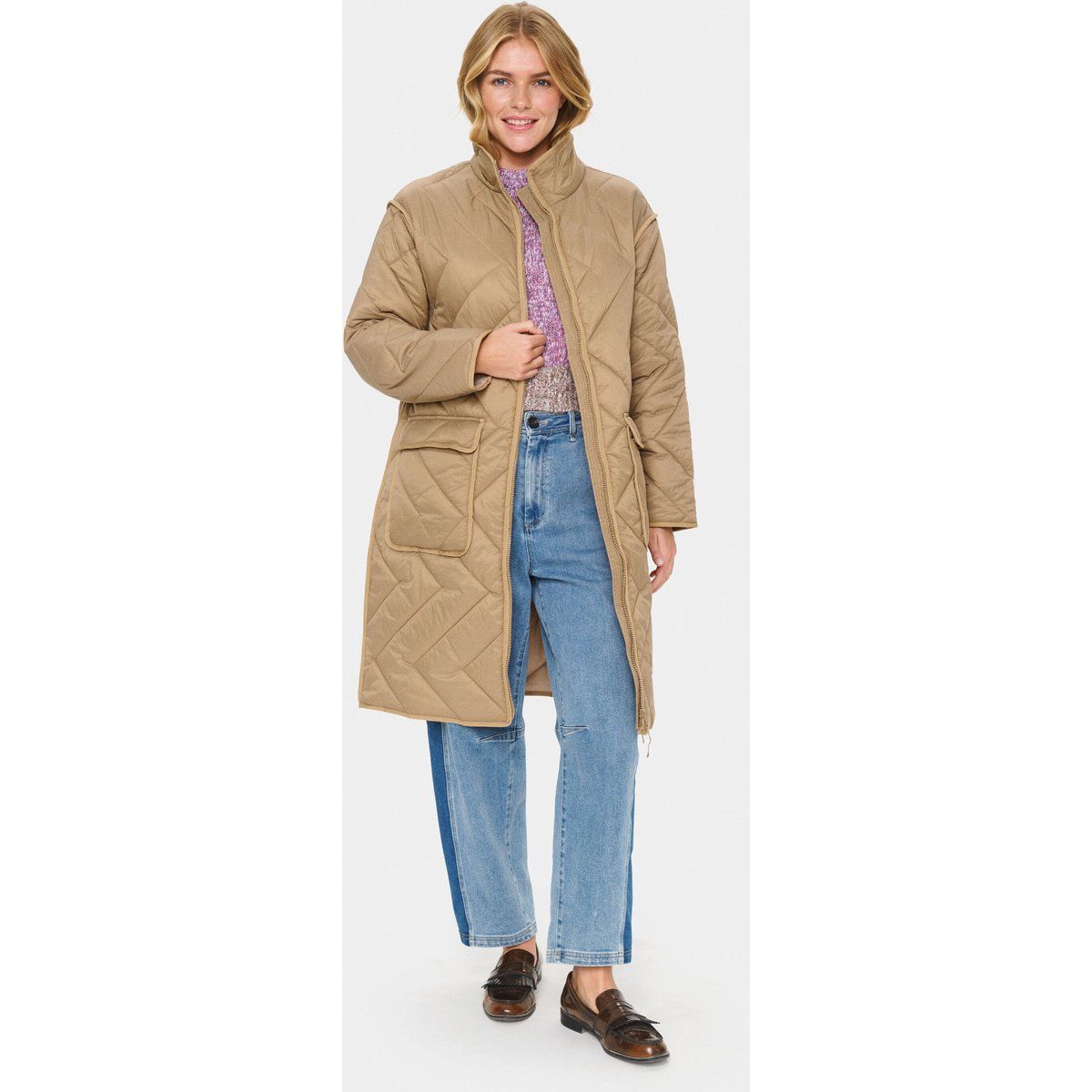 Oversize Steppmantel mit Rautensteppung