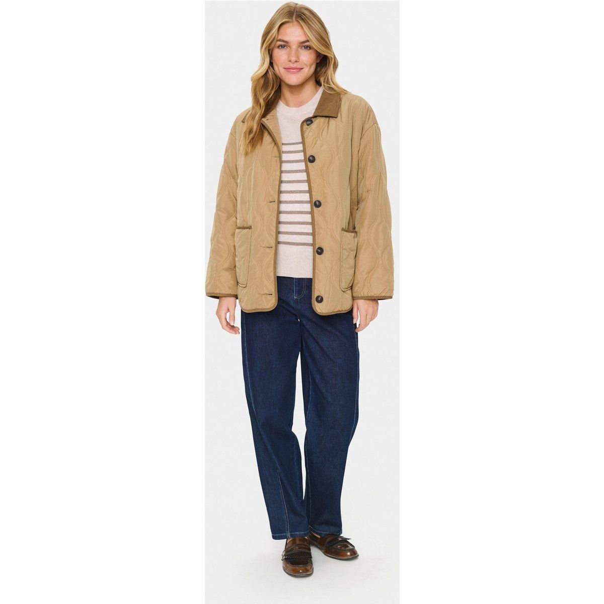 Oversize Steppjacke mit Kontrastkragen
