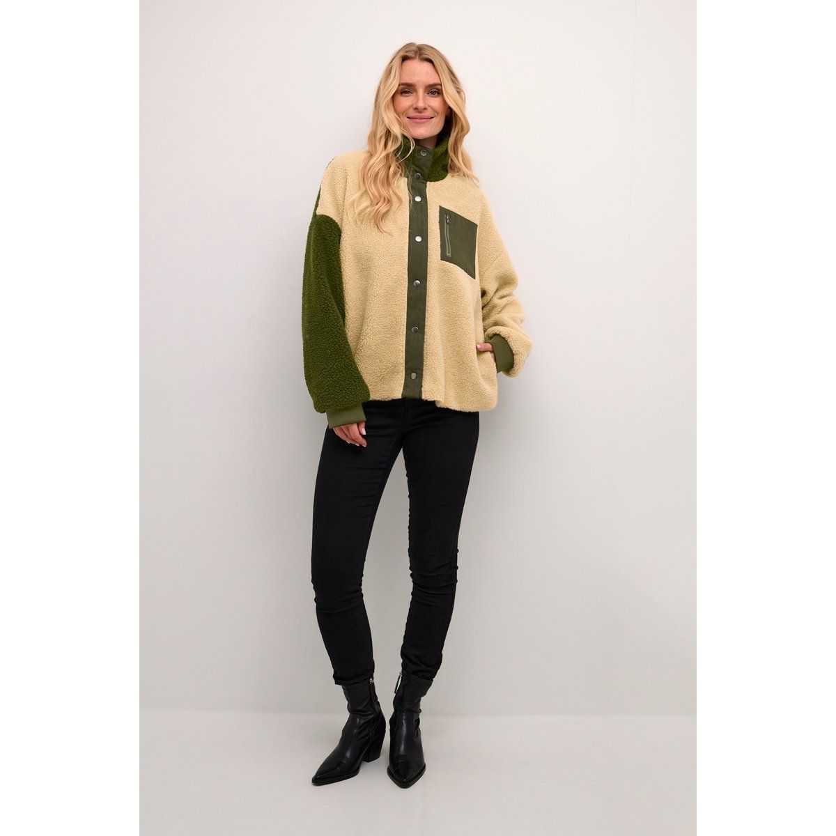Oversized Colorblock Teddy-Fleece