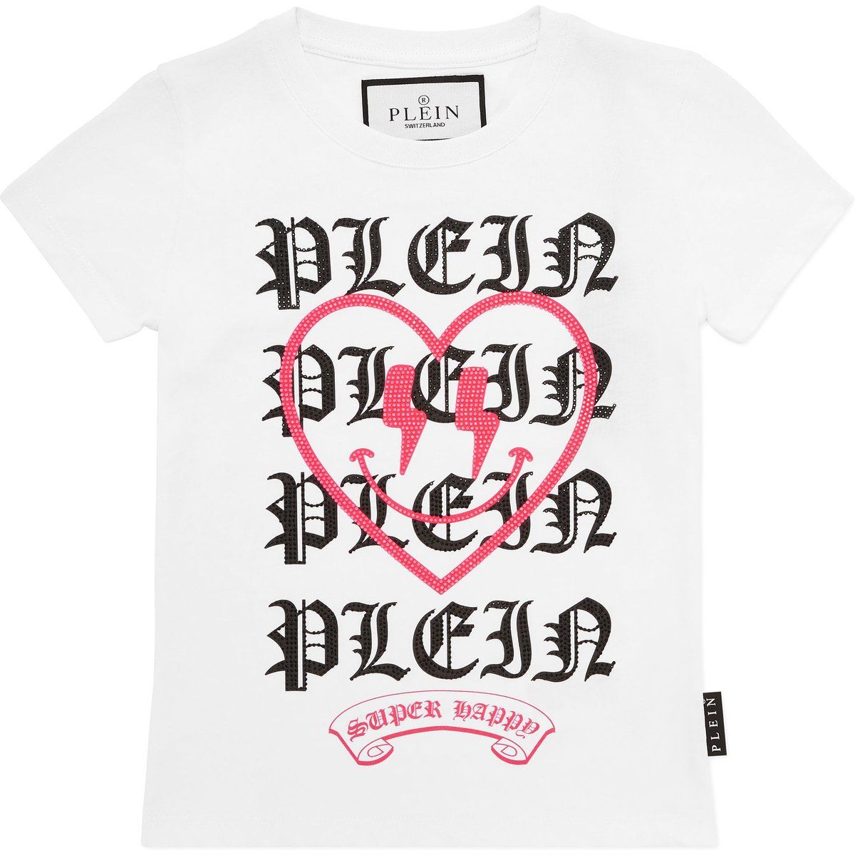 T-Shirt mit Strassherz und Gothic-Logo