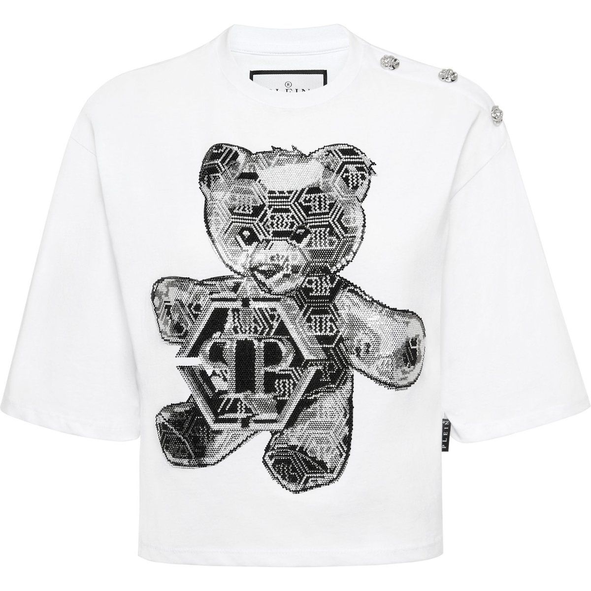 Kristall-Besetztes Teddy-Grafik-Shirt im Crop-Schnitt