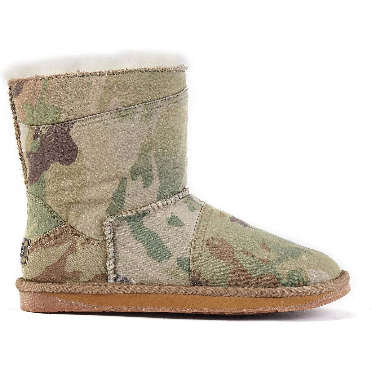 Recycelte Camouflage Lammfell-Stiefeletten