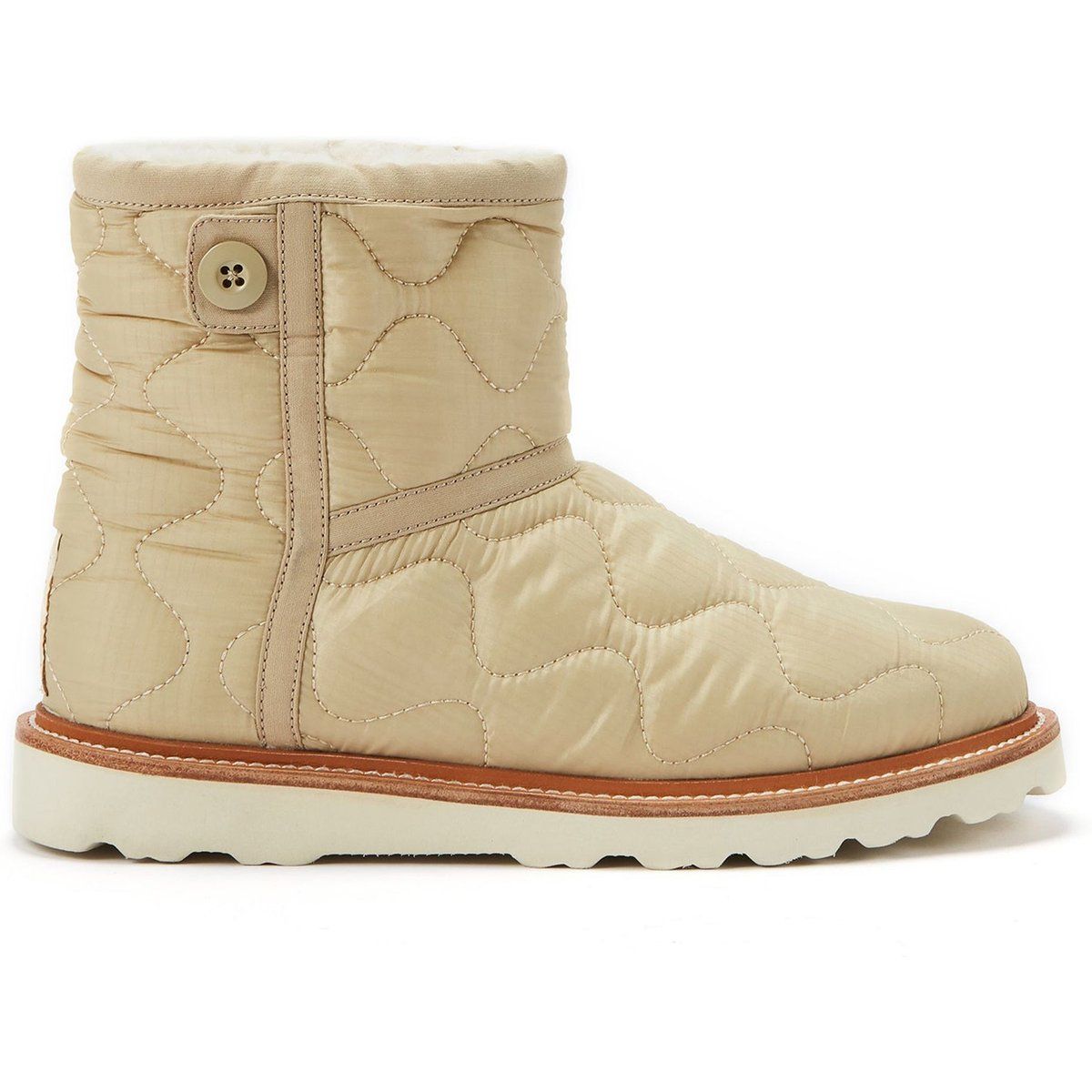 Gesteppte Nylon-Stiefeletten mit Lammfell