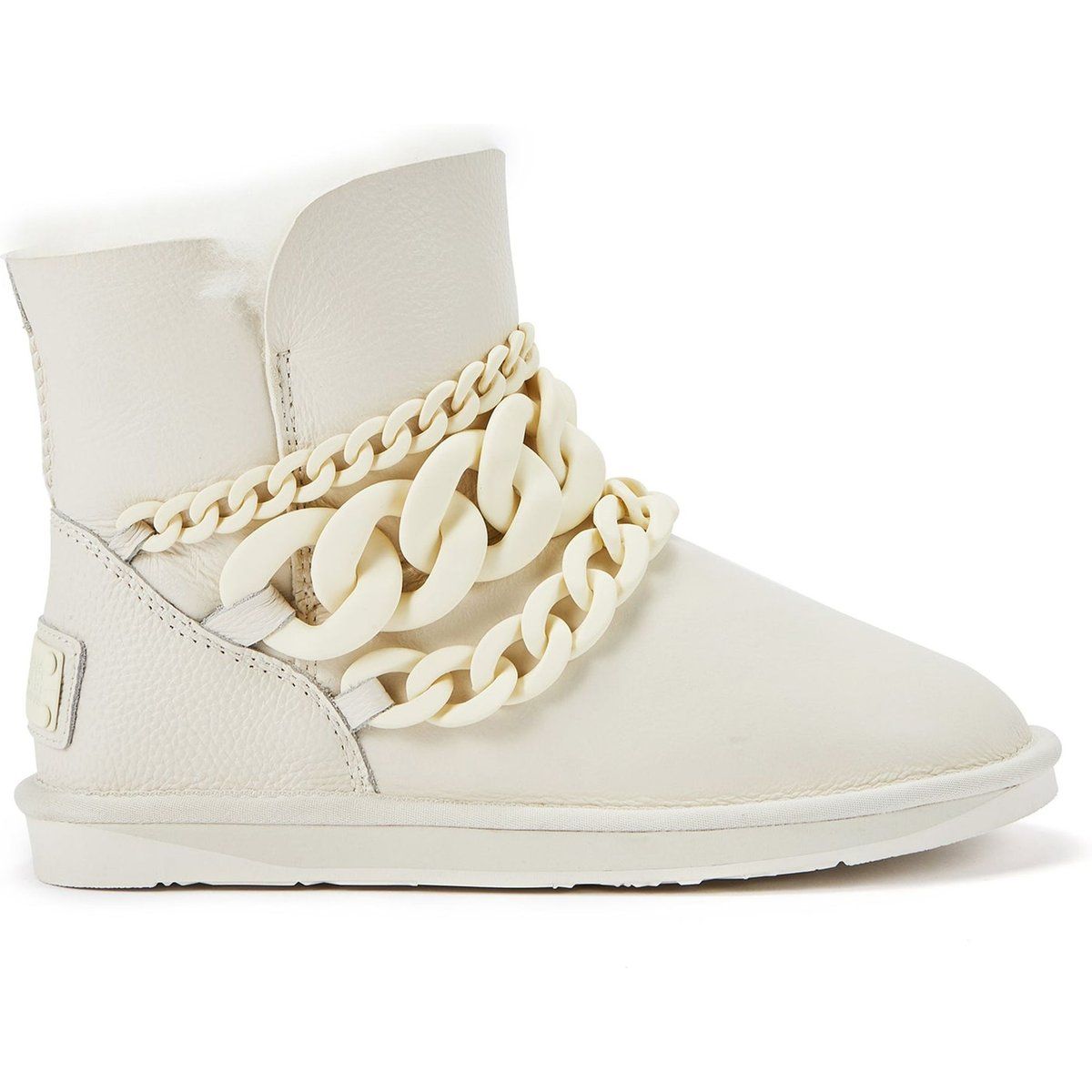 Lammfellgefütterte Lederstiefel mit Kette