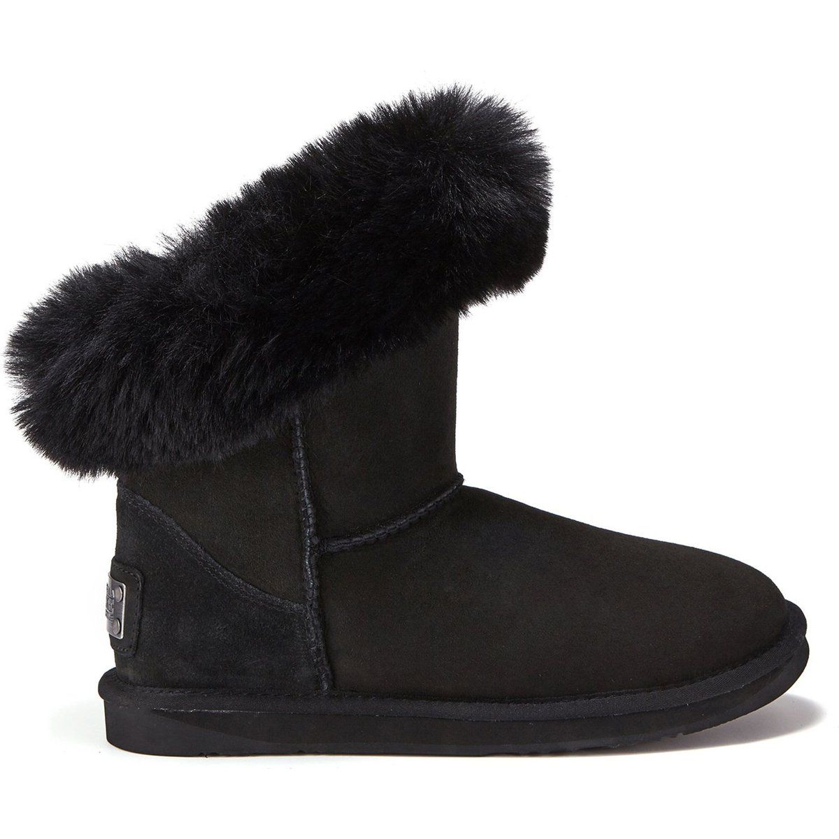 Wildleder-Kurzstiefel mit Kunstpelzbesatz