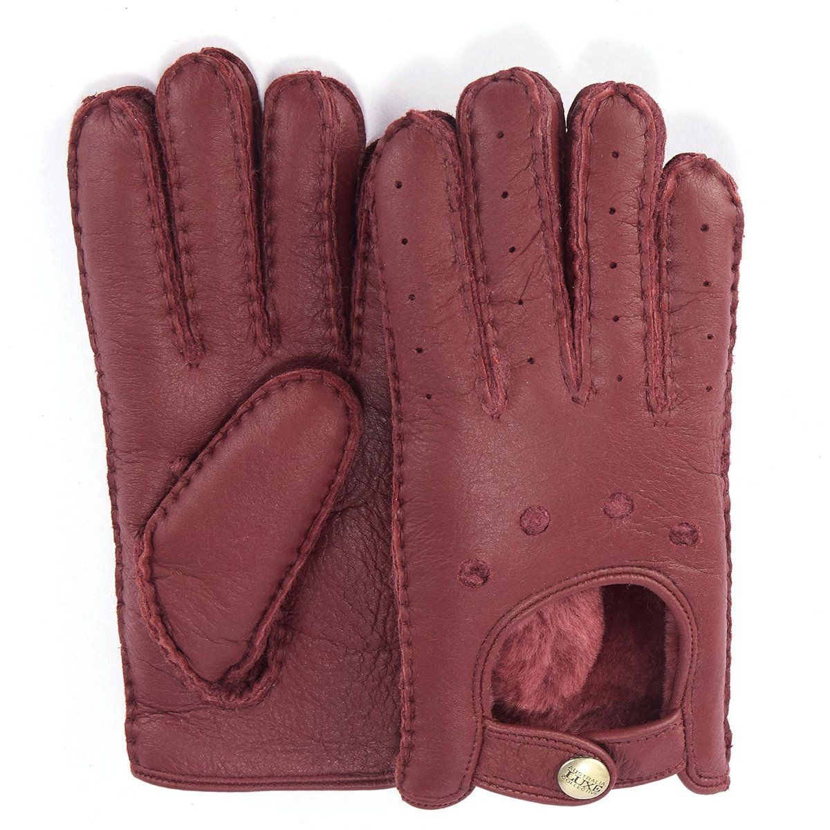 Lammfellgefütterte Nappa-Leder-Fahrhandschuhe