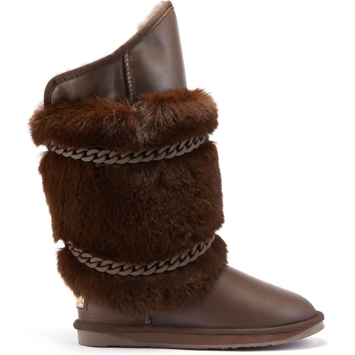 Lederstiefel mit Kunstfellbesatz