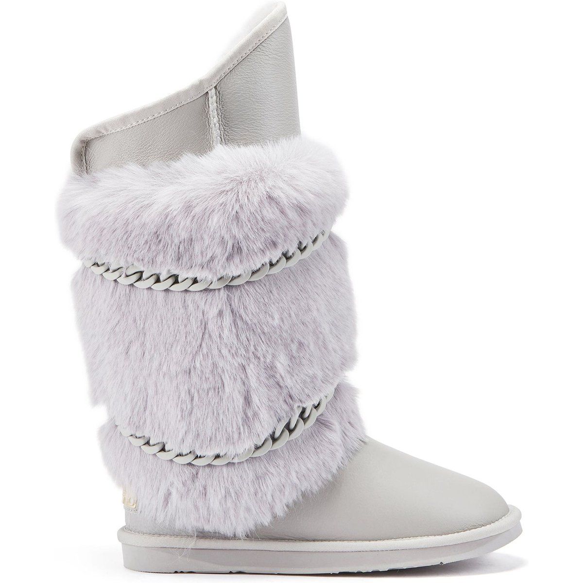 Elegante Pelzstiefel mit Kettendetail