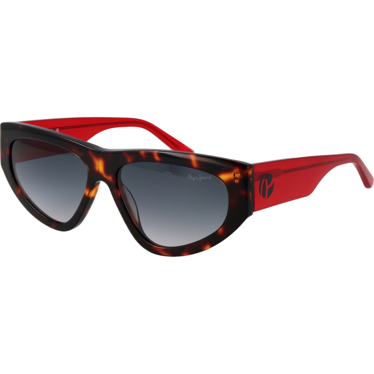 Markante geometrische Sonnenbrille in Schildpatt-Optik