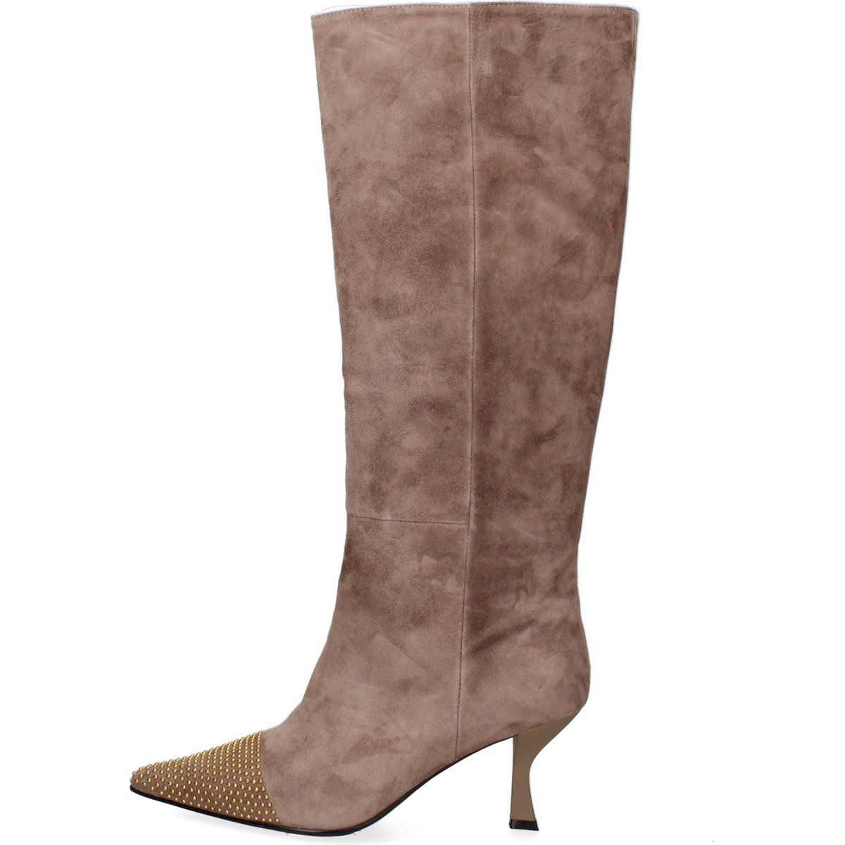 Kniehohe Stiefel mit Nieten-Spitze