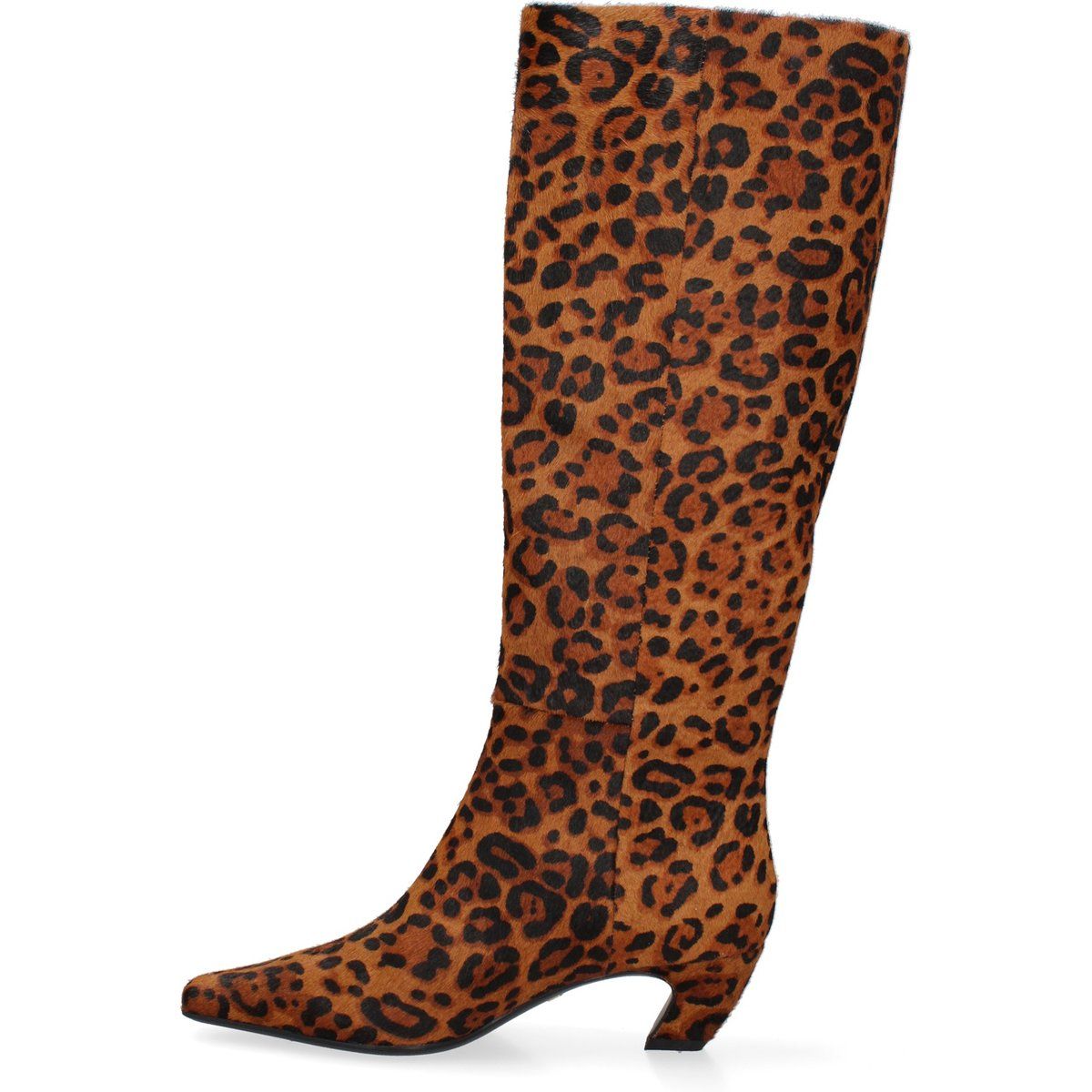 Kniehohe Leopardenstiefel mit Pfennigabsatz
