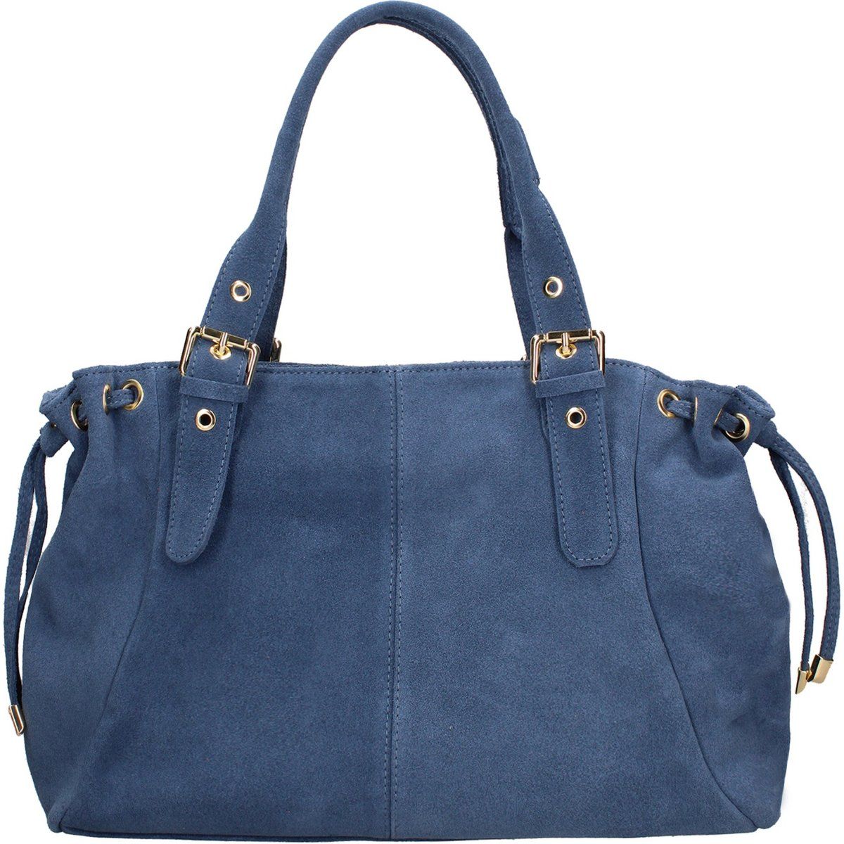 Weiche Wildleder-Schultertasche mit Schnallen