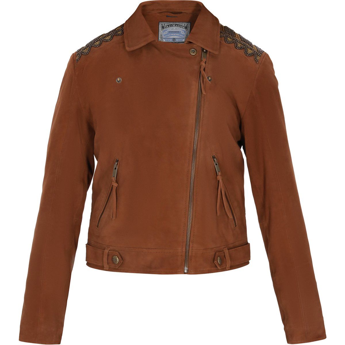 Bestickte Vintage Wildleder Bikerjacke