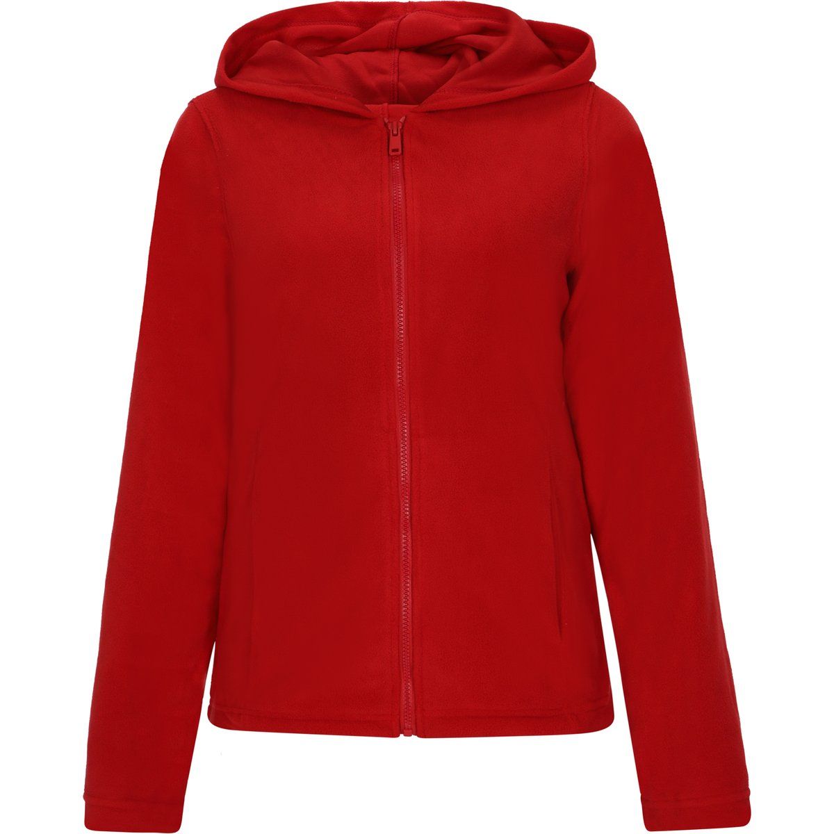 Rote Fleecejacke mit Kapuze