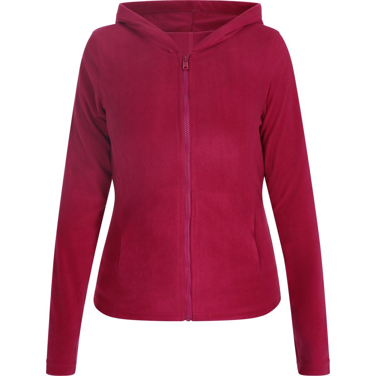 Fleecejacke mit Kapuze und Reißverschluss
