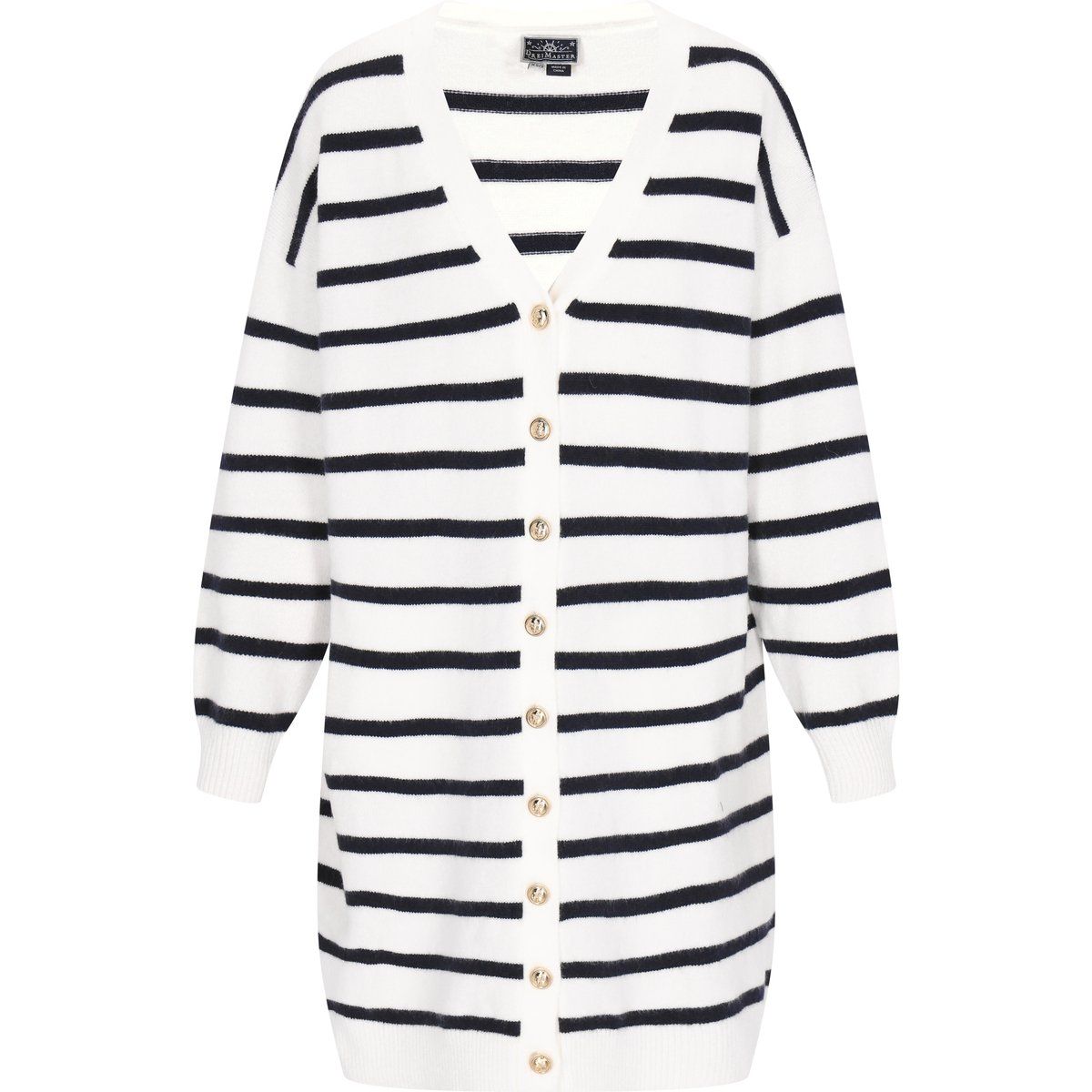 Maritime Strickjacke mit V-Ausschnitt