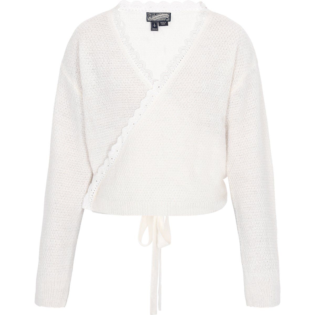 Vintage Wickel-Strickjacke mit Spitzenbesatz