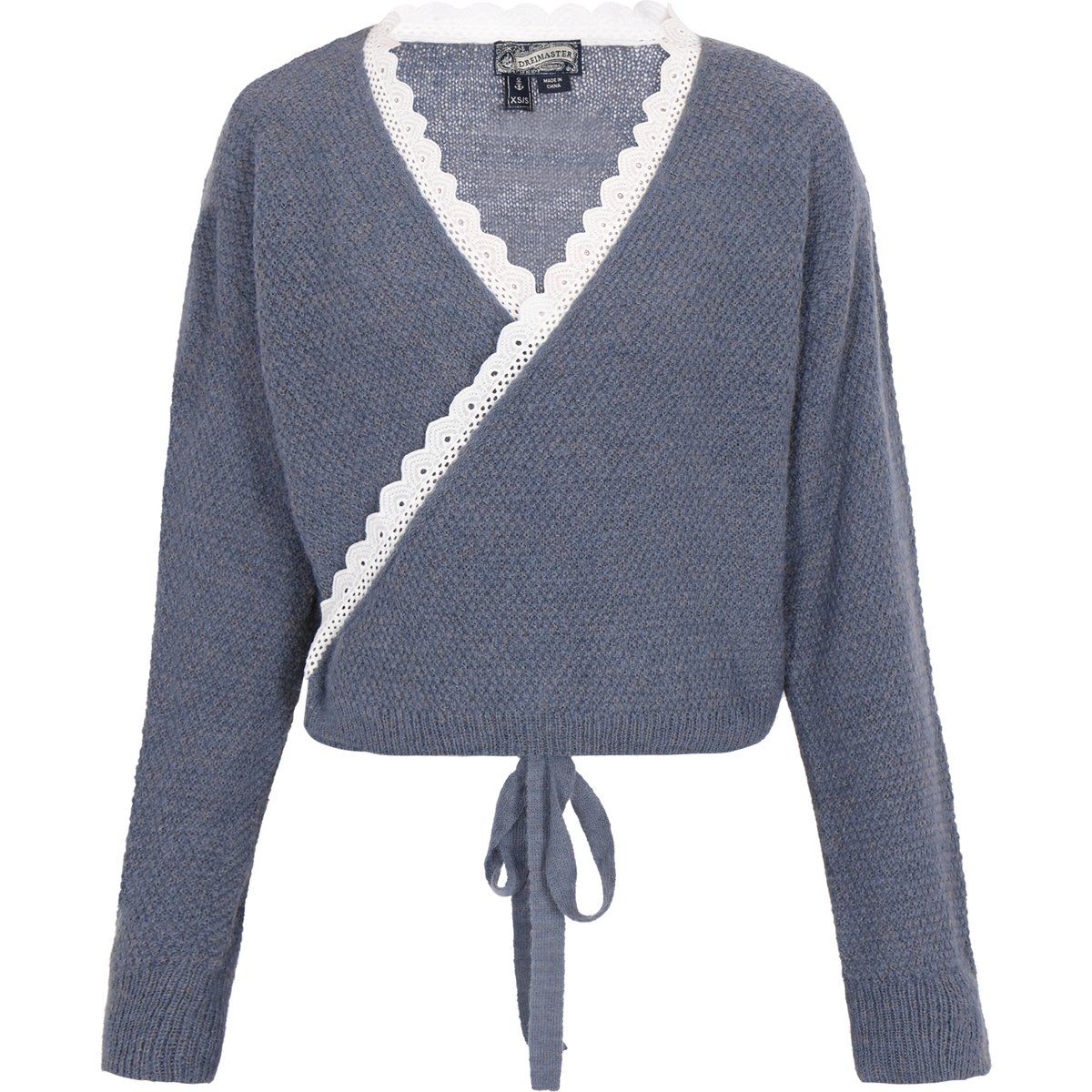 Wickelstrickjacke mit Spitze im Vintage-Stil