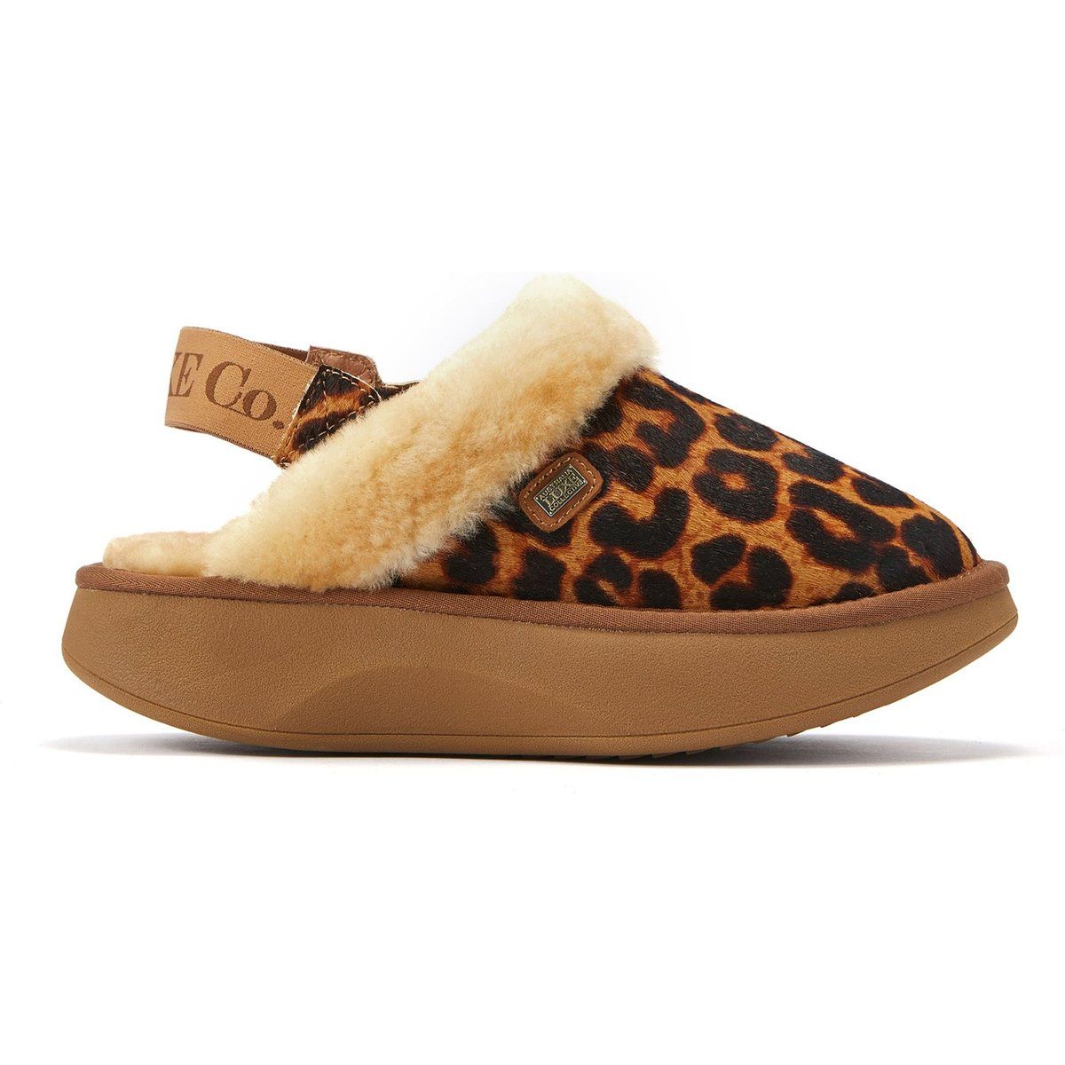 Leopard-Slingback-Hausschuhe mit Plateau
