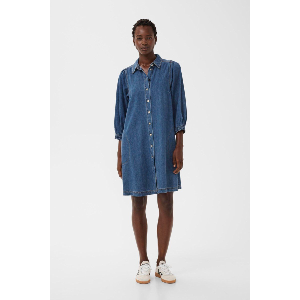 Lässiges Denim-Hemdblusenkleid in A-Linie