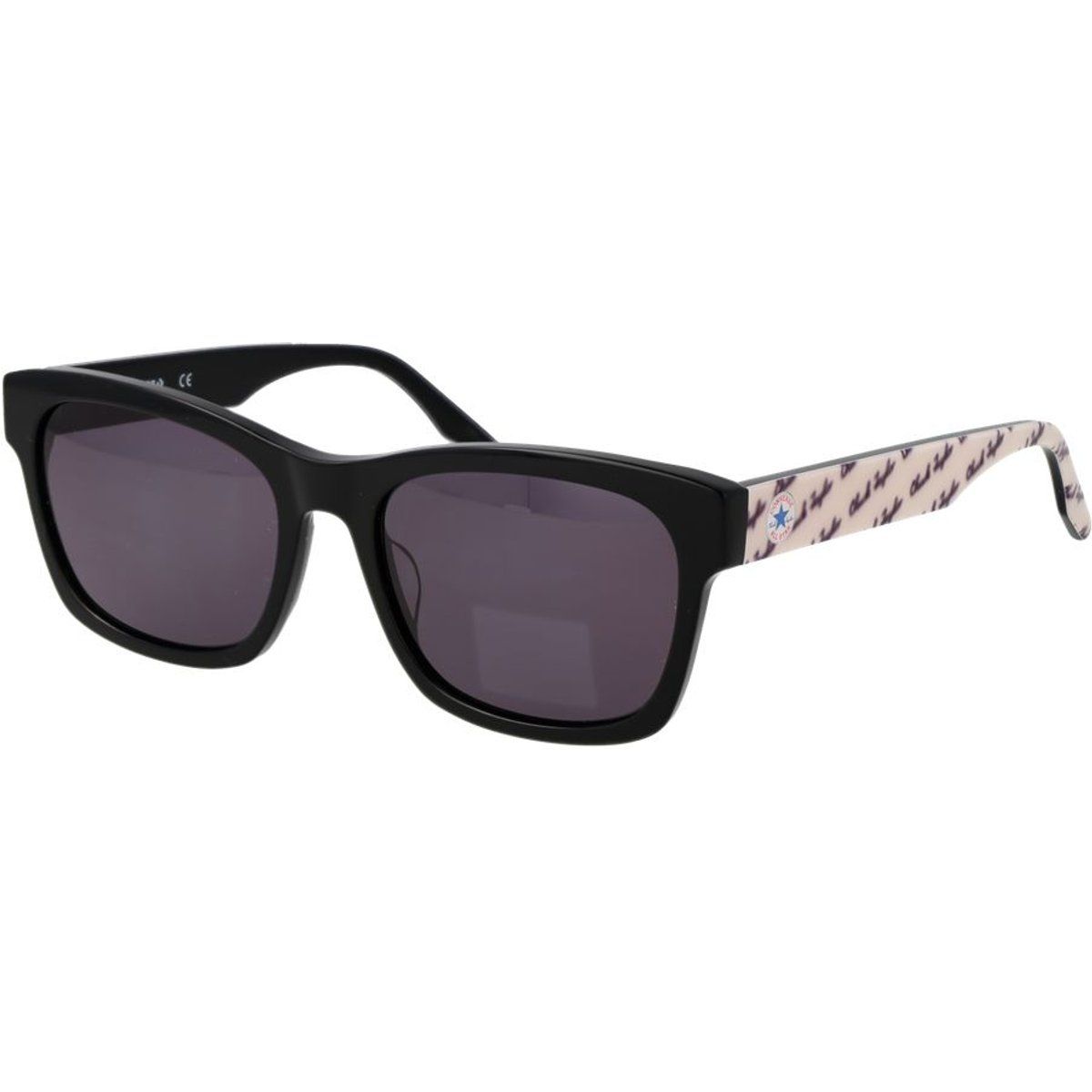 Quadratische Acetat-Sonnenbrille mit gemusterten Bügeln
