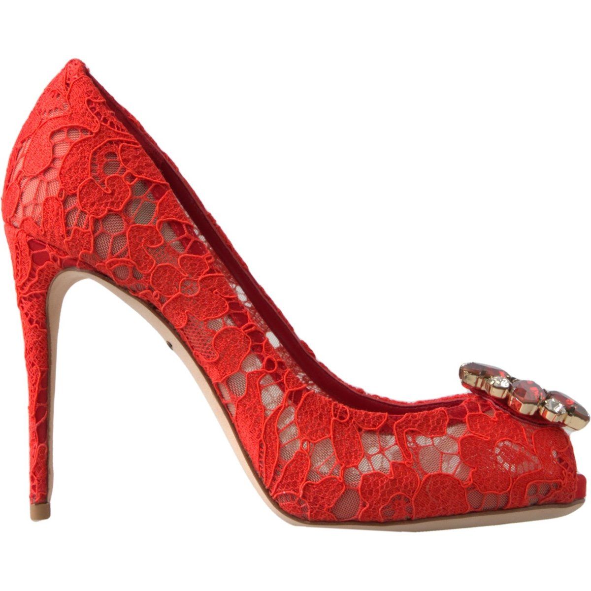 Verzierte Peep-Toe-Pumps aus Spitze