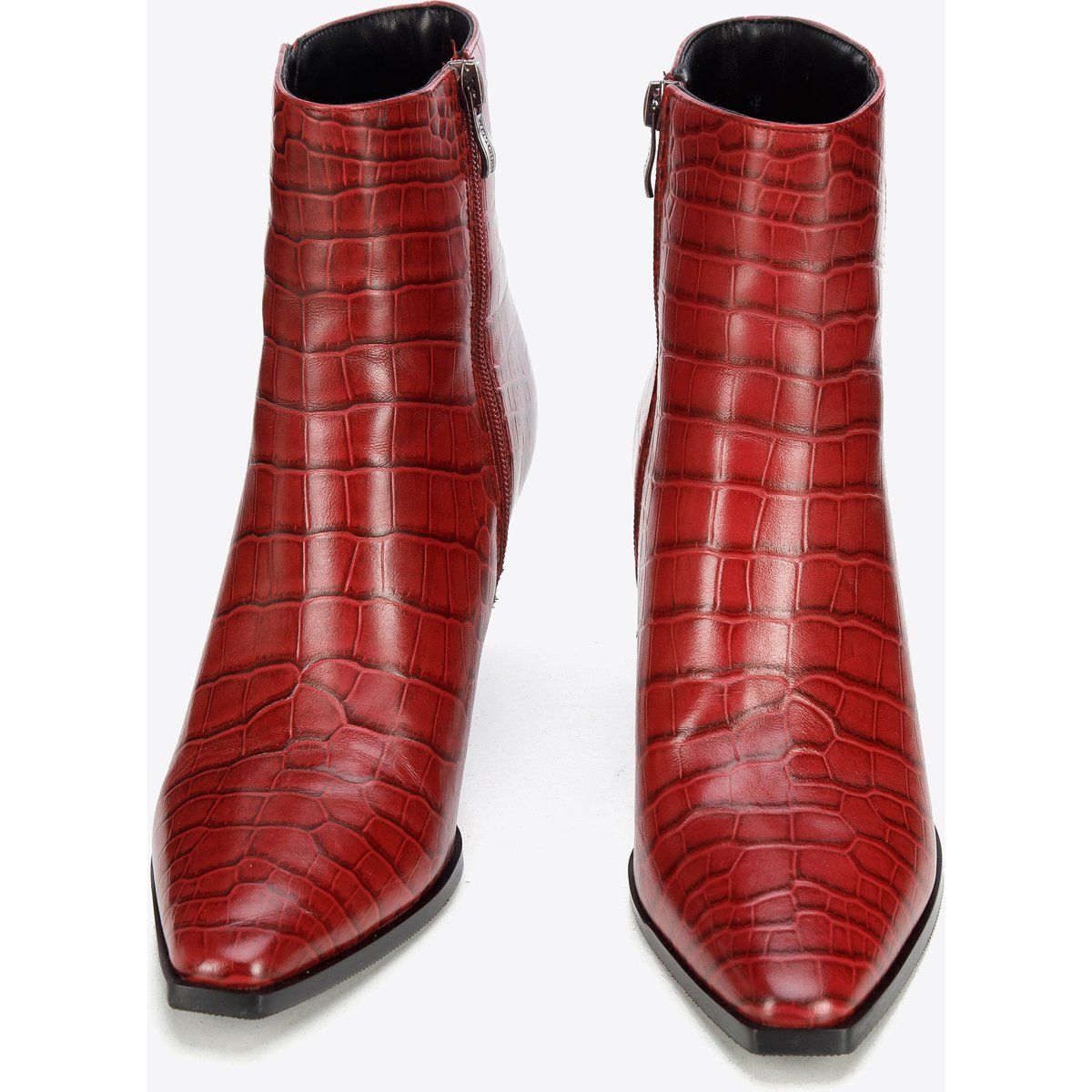 Spitze Stilettostiefeletten in Kroko-Optik
