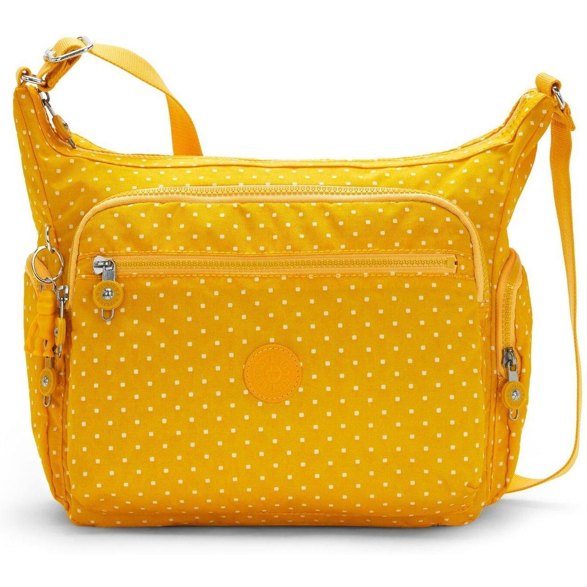 Gepunktete Schultertasche mit vielen Fächern